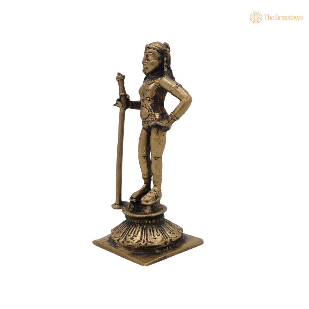 Brass Udupi Krishna Idol 4.5 Inch closeup – intricate craftsmanship