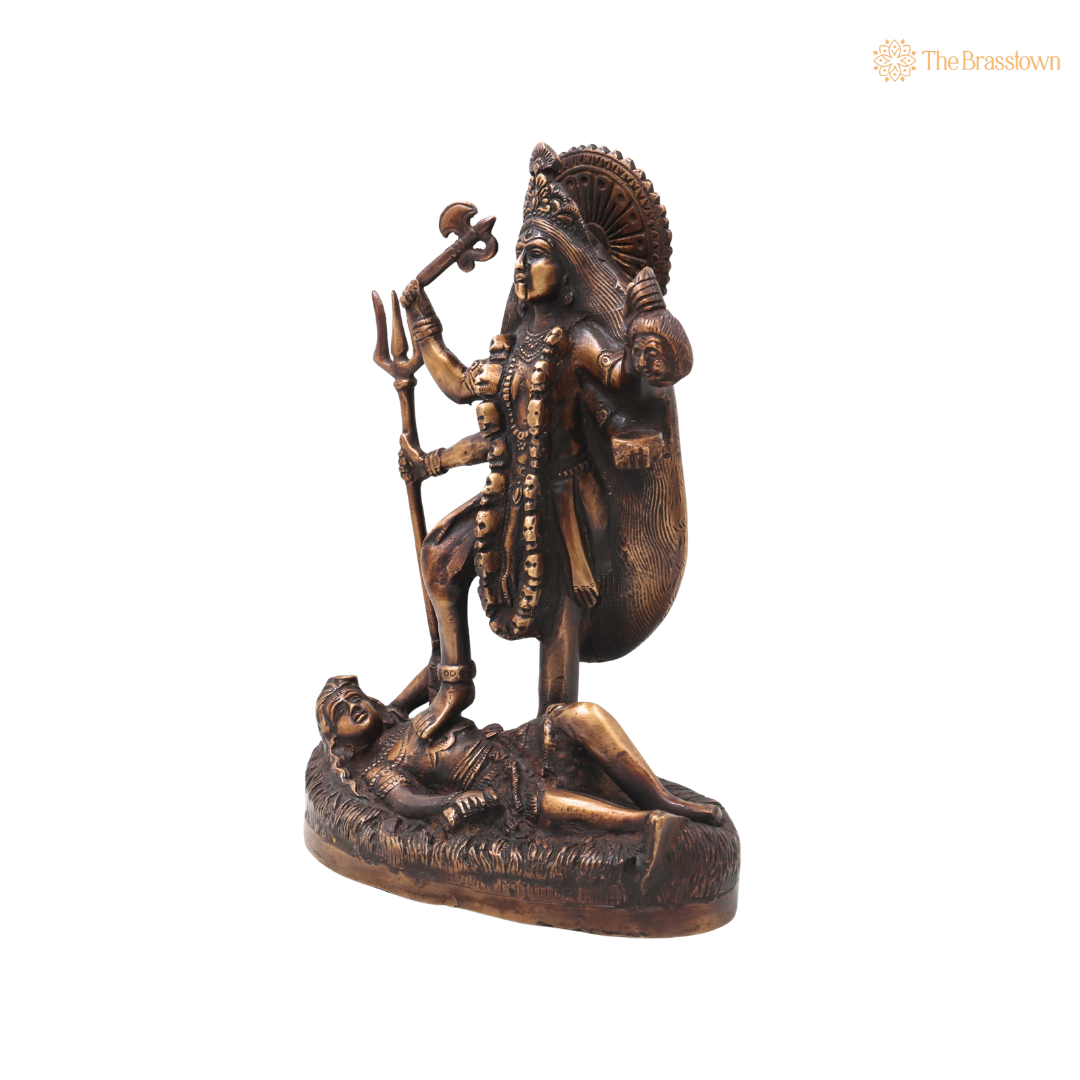 Brass Mahakali Idol Murti – Unique Chola Style Kali Mata Statue for Pooja, Home Mandir, Spiritual Décor &amp; Gifting 10 Inch