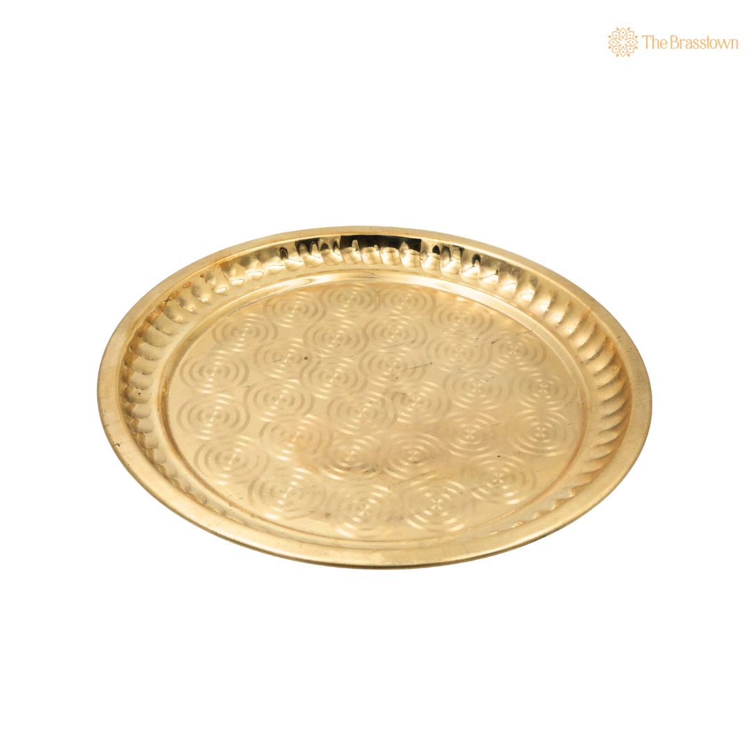Brass Pooja Thali for Mandir – Peetal Aarti Plate (Pital Puja Thambalam) for Hindu Worship &amp; Temple Rituals 26 Inch