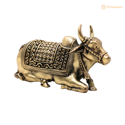Brass Handcrafted Chola Style Nandi Idol – Sacred Basava Murti for Shivling Pooja, Home Mandir, Spiritual Décor &amp; Gifting 2.5 Inch