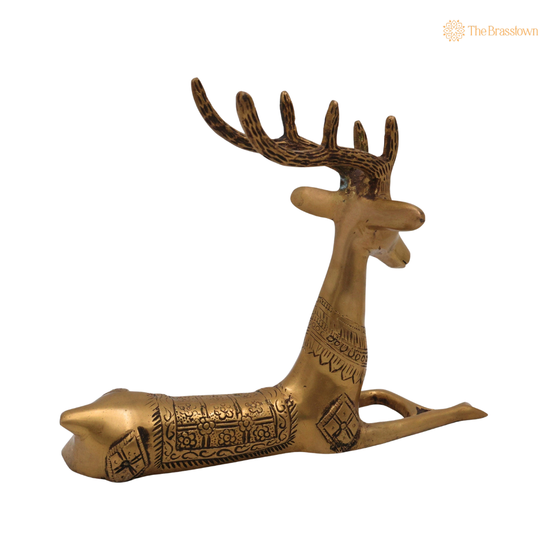 Brass Deer Idol 8.5 Inch closeup – intricate craftsmanship