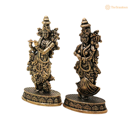 Brass Radha Krishna Idol 3 Inch closeup – intricate craftsmanship