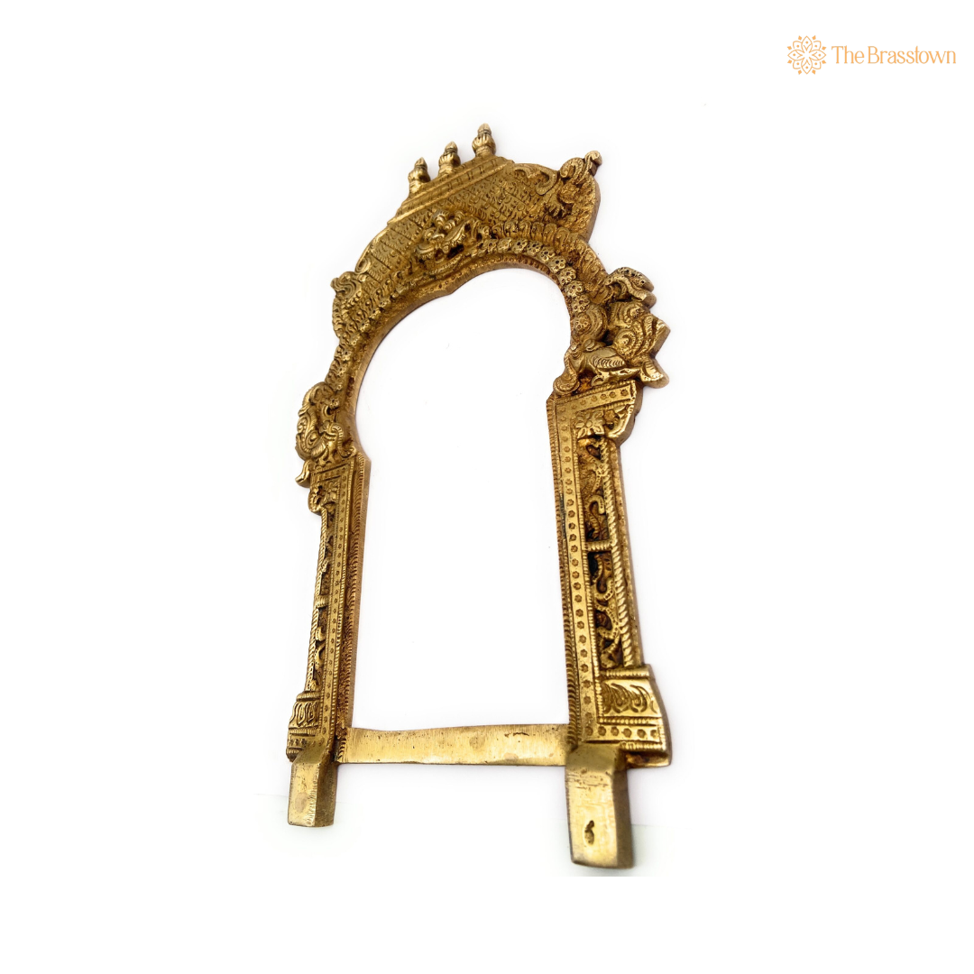 Antique Brass Temple Arch with Intricate Motifs 12 Inch