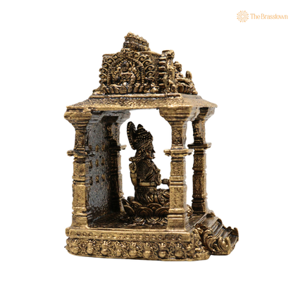 Brass Mahalakshmi Idol 3 Inch closeup – intricate craftsmanship