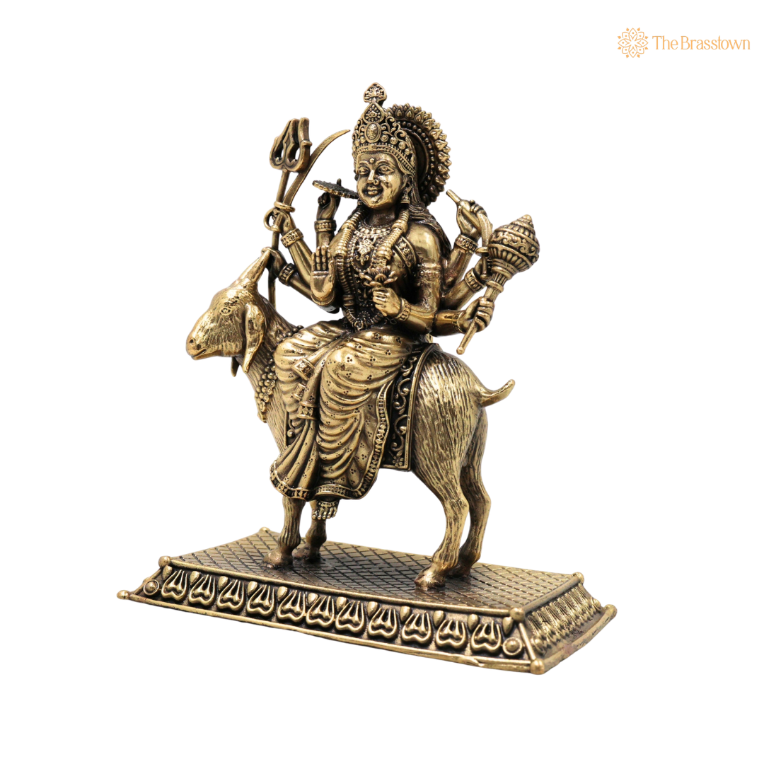 Brass Meladi Mata Ji Idol – Handcrafted Meldi Maa Devi Murti for Pooja, Vastu, Home Mandir &amp; Spiritual Décor 5 Inch