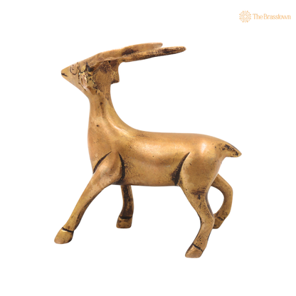 Handcrafted Brass Deer Idol – Decorative Deer Showpiece for Home, Office &amp; Table Décor 4 Inch