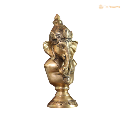 Handcrafted Brass Ganesha Trophy 10 Inch closeup – intricate craftsmanship