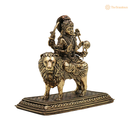 Brass Durga Maa Idol 4.5 Inch closeup – intricate craftsmanship