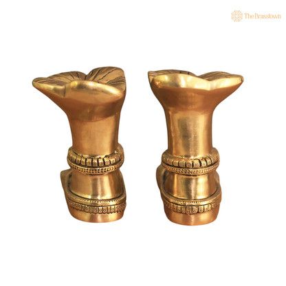 Handcrafted Brass Divine Feet of 5 Inch closeup – intricate craftsmanship