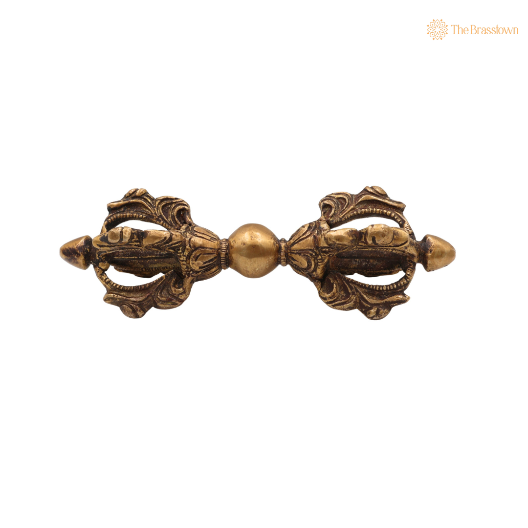 Brass Dorje / Vajra Idol 5.5 Inch closeup – intricate craftsmanship