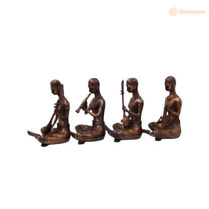 Handcrafted Brass Musician Sculpture Set of 4 – Brass Musical Figurines Sculpture for Home Décor &amp; Luxury Gifting 7.5 Inch