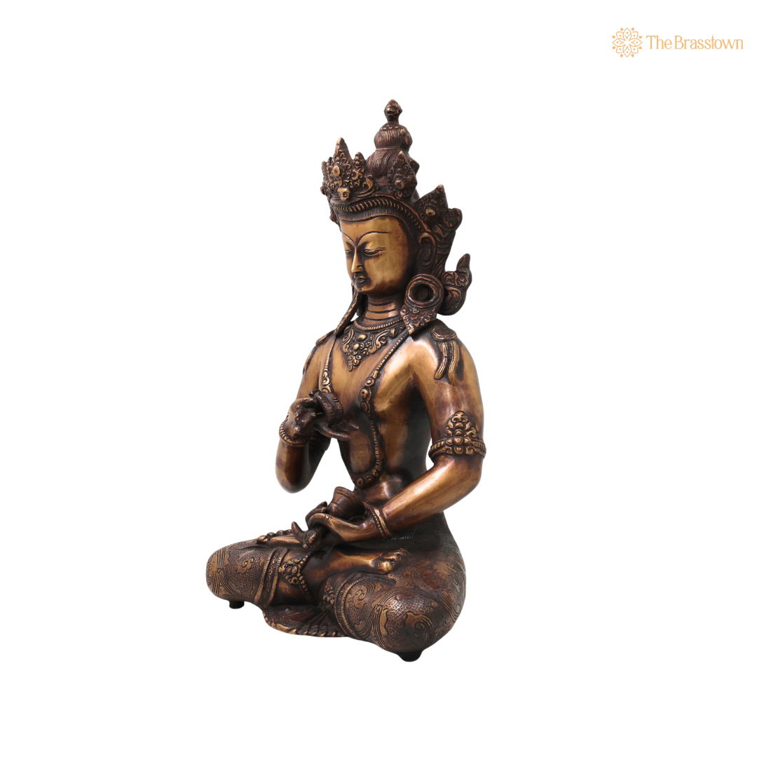 Unique Brass Vajrasattva Idol Murti – Handcrafted Dorje Sempa Buddhist Murti for Pooja, Meditation, Home Décor &amp; Spiritual Gifting 15.5 Inch