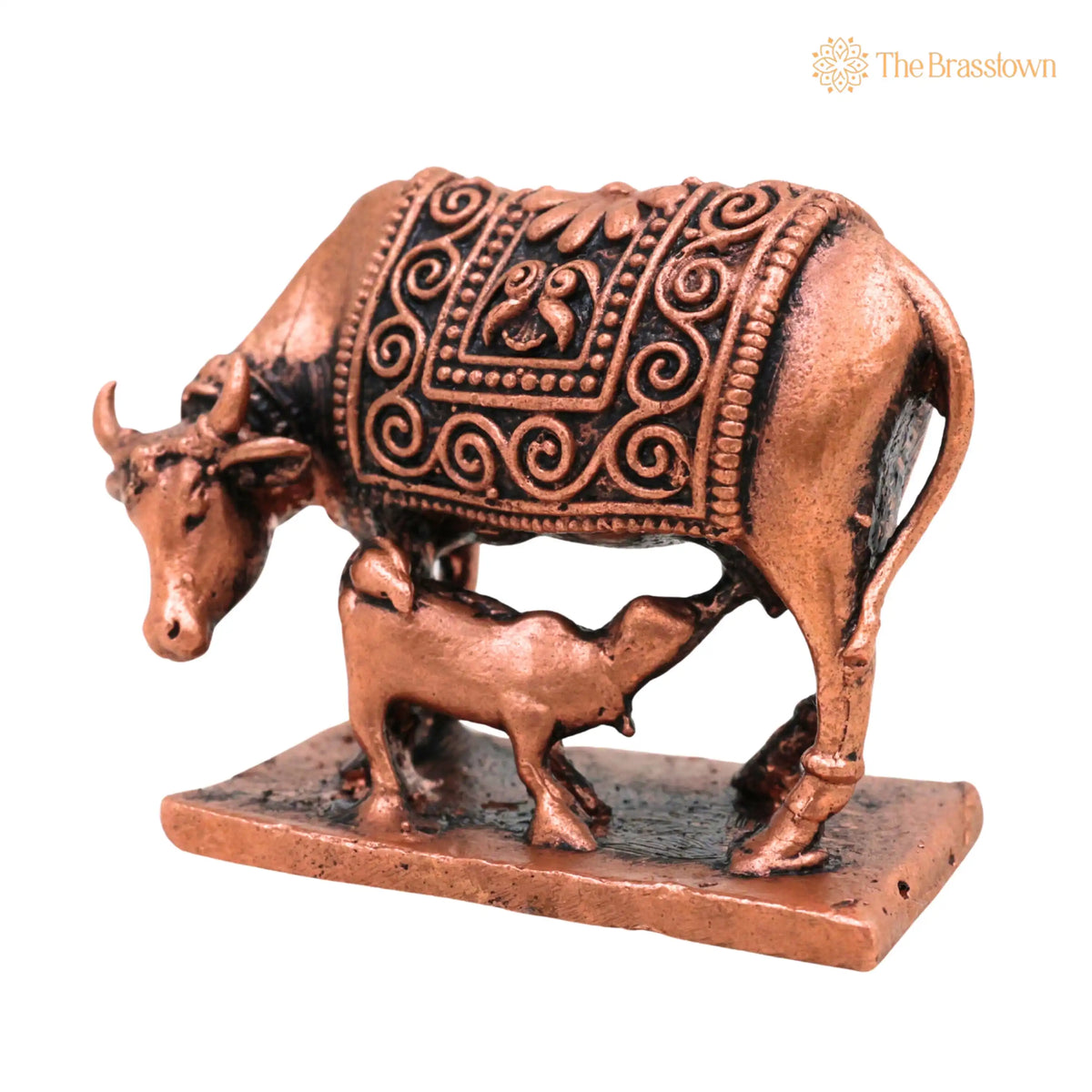 Copper Kamdhenu Cow Idol – Kamadhenu Murti for Pooja, Vastu, Home Decor &amp; Spiritual Gifting 1 Inch 3