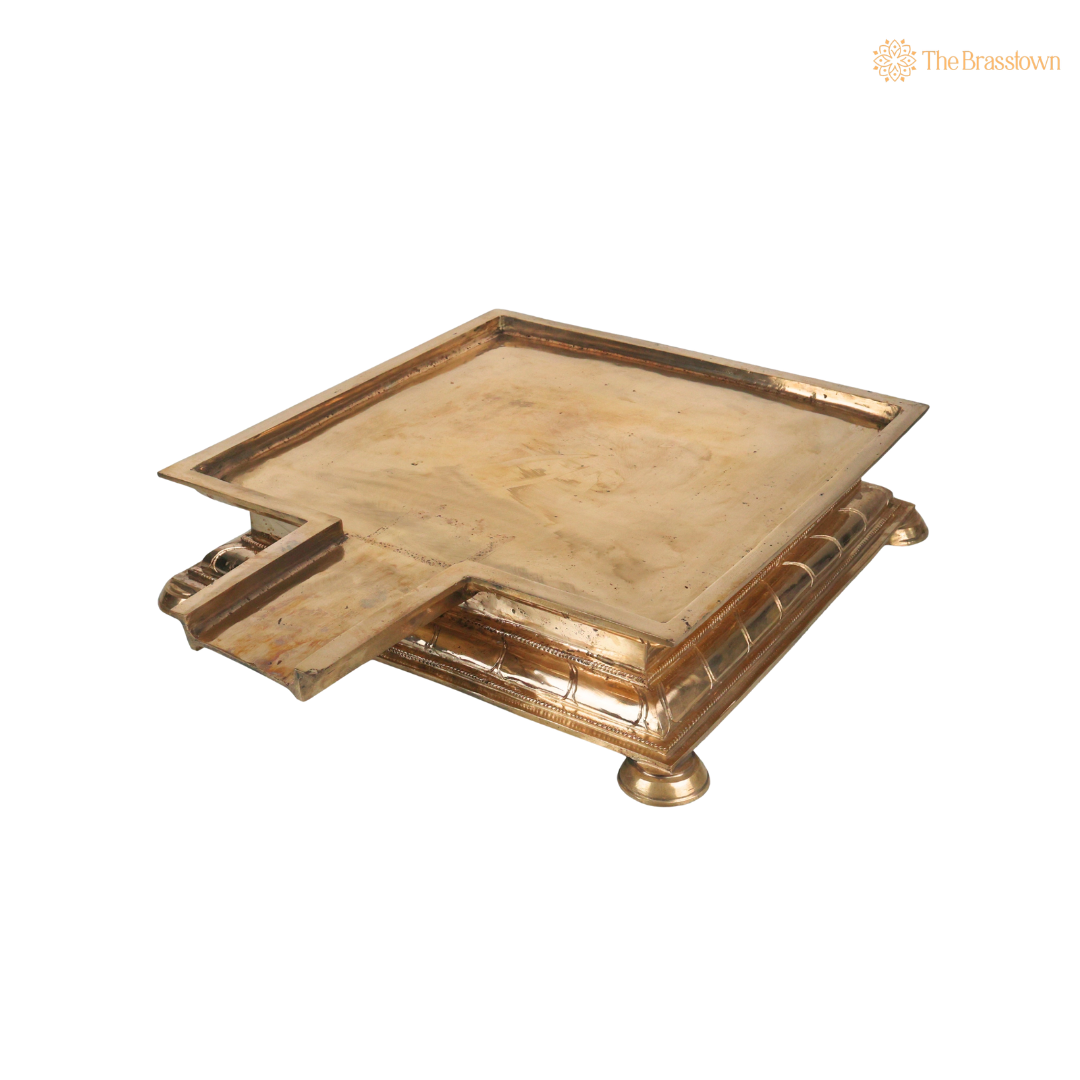 Handcrafted Brass Abhishek Patra For Shivling Abhishekam –  Traditional Abhishekam Plate, Tirumanjanam Stand &amp; Temple Pooja Vessel for Shivling and Deity Worship 4.5 Inch