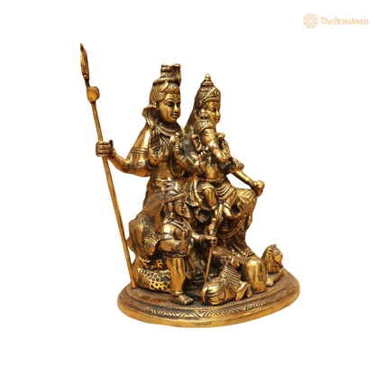 Brass Shiv Parivar Idol 9.5 Inch closeup – intricate craftsmanship