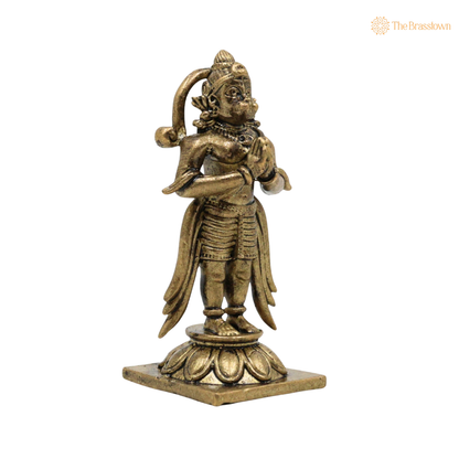 Handcrafted Brass Hanuman Idol 2.5 Inch closeup – intricate craftsmanship