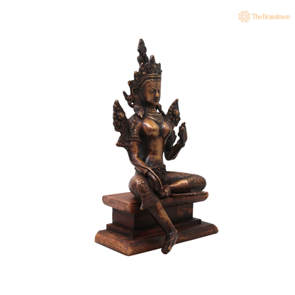 Brass Maa Tara Idol Murti – Handcrafted Mahavidya Tara Devi Statue for Pooja, Home Mandir, Spiritual Décor &amp; Gifting 14 Inch