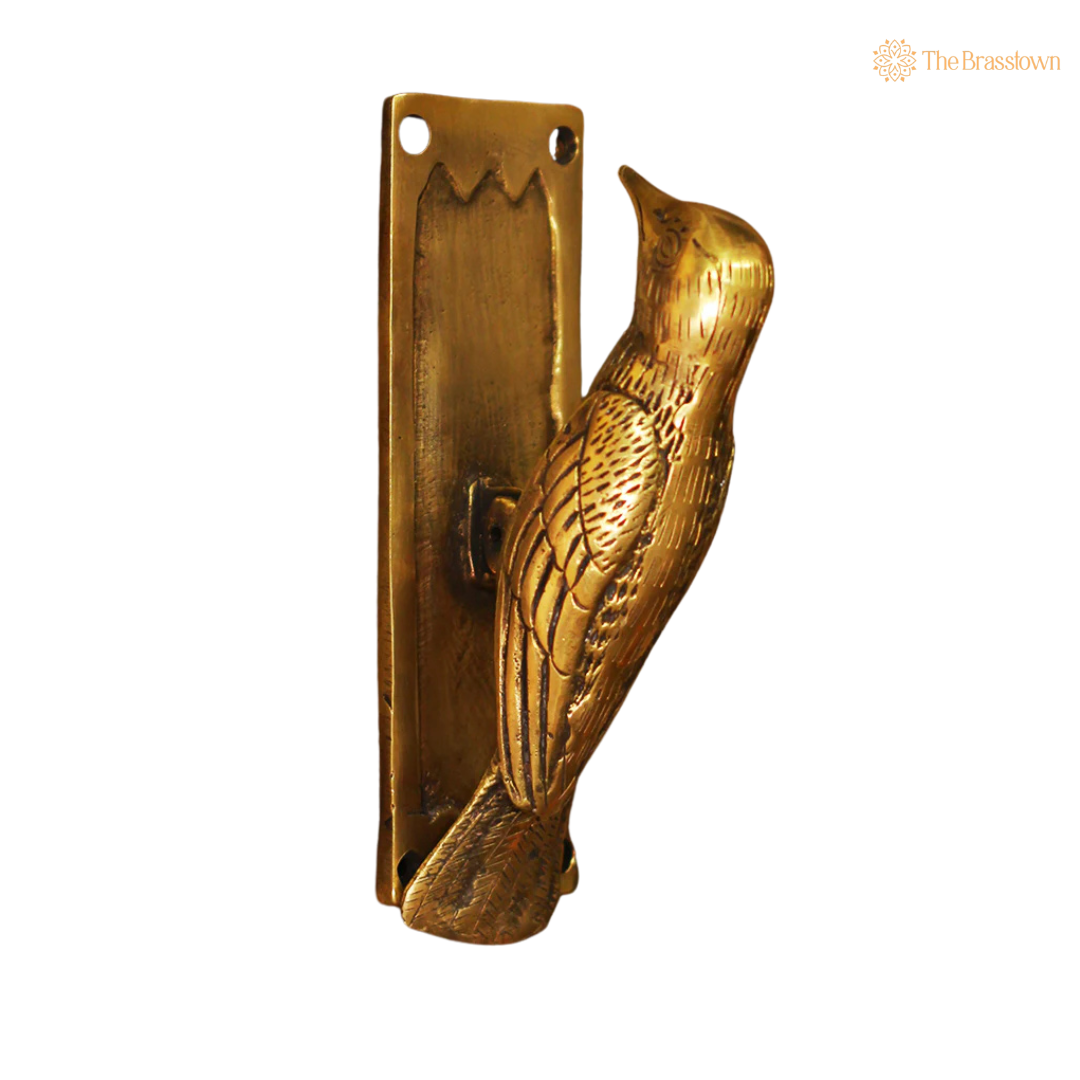 Handcrafted Wooden Woodpecker Door Knocker 7 Inch closeup – intricate craftsmanship