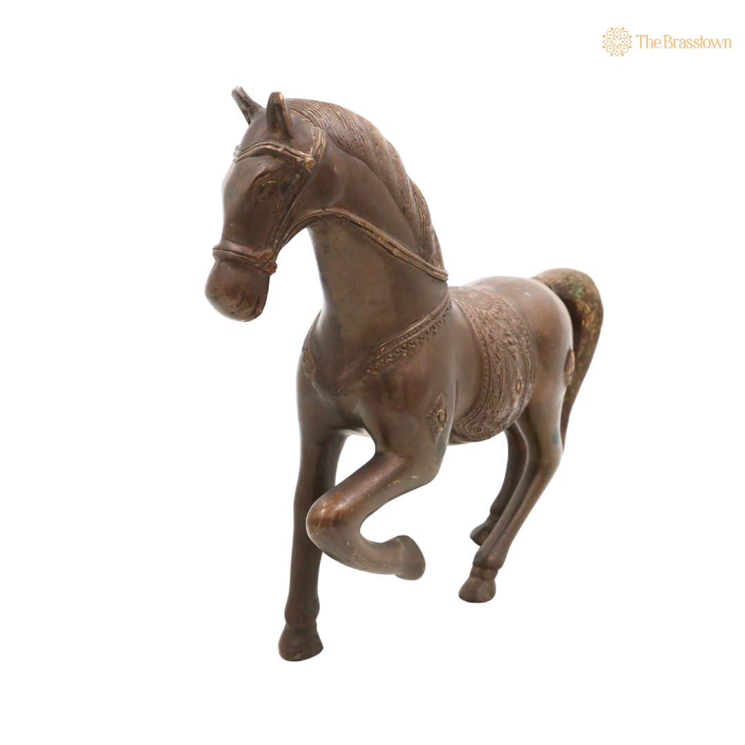 Premium Handcrafted Brass Horse Idol 12 Inch closeup – intricate craftsmanship