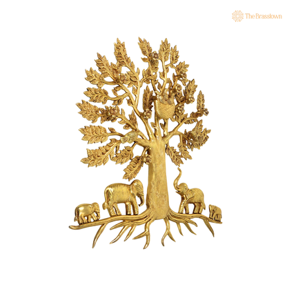 Brass Kalpavriksha Tree of Life Wall Hanging – Sacred Vastu &amp; Feng Shui Peetal Décor for Home, Living Room &amp; Pooja Space 25.5 Inch