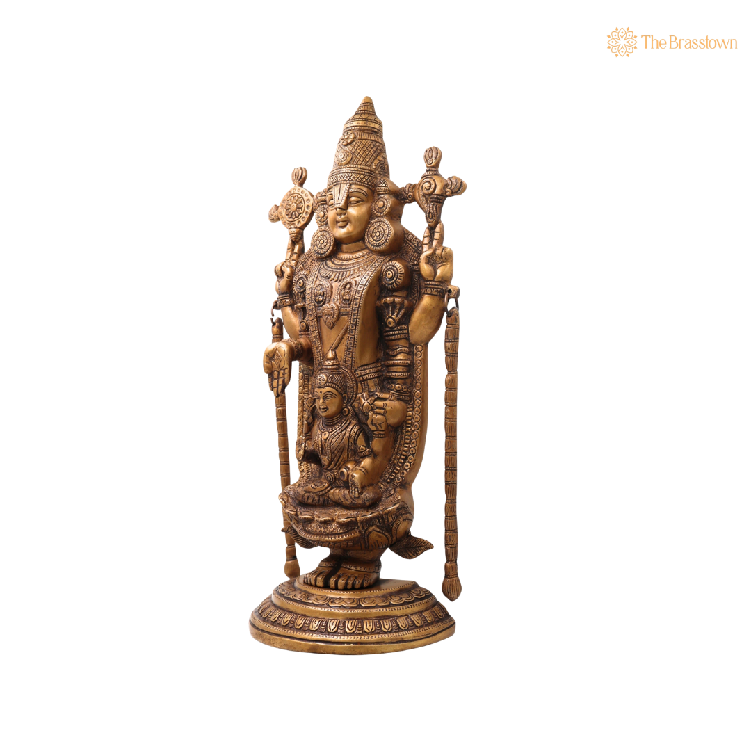 Brass Venkateswara Balaji Srinivasa Govinda Tirupati Idol – Tirupati Balaji Statue for Puja &amp; Home Mandir 20 Inch