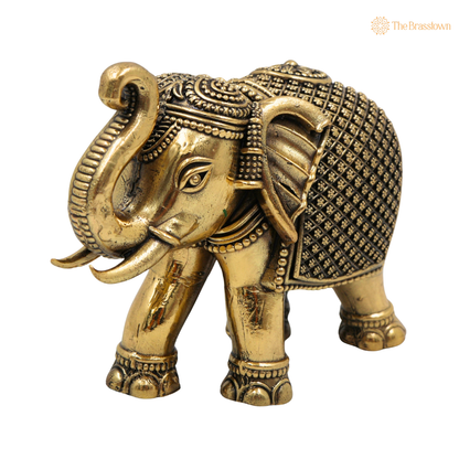 Brass Small Elephant Idol 2 Inch closeup – intricate craftsmanship