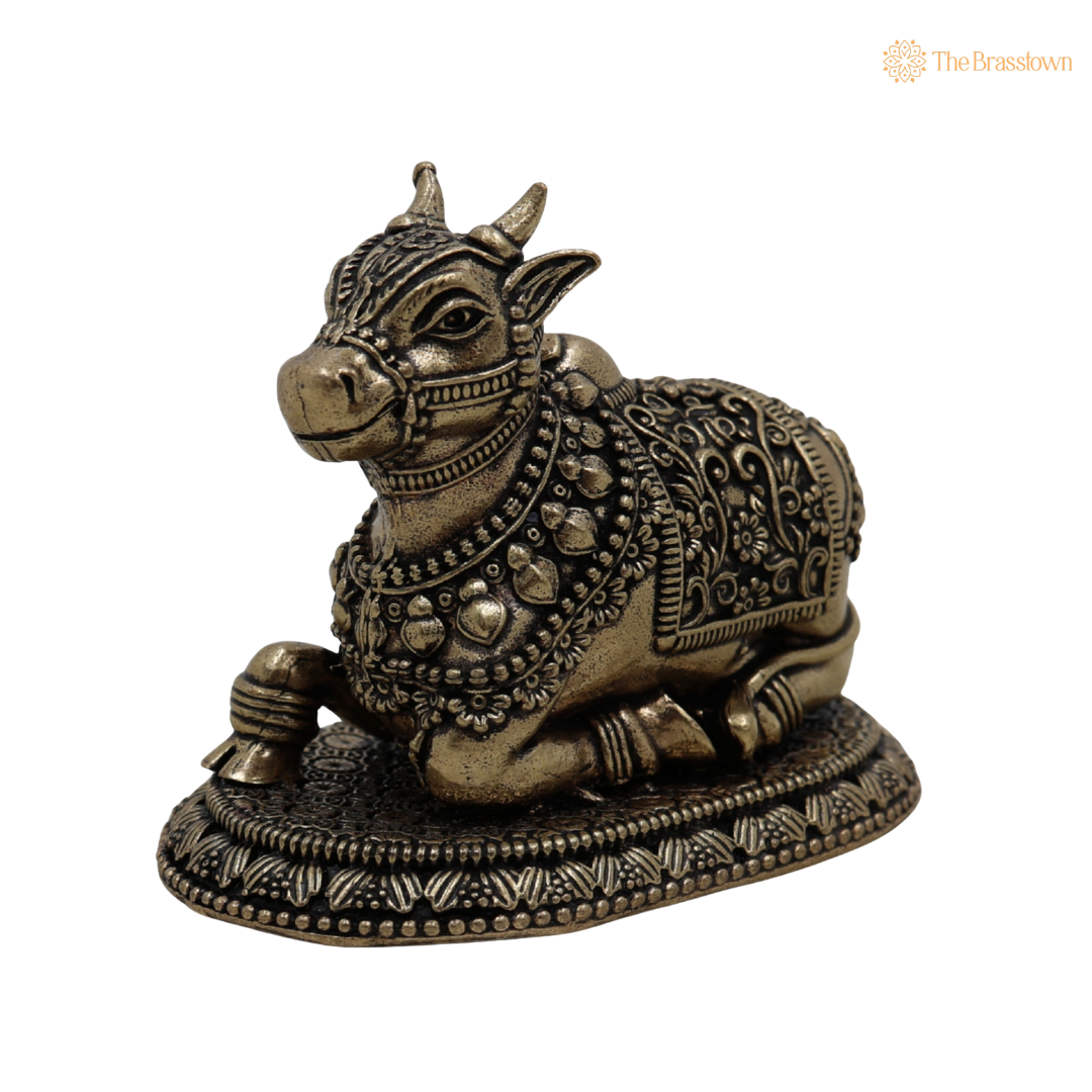 Handcrafted Brass Nandi 2 Inch closeup – intricate craftsmanship