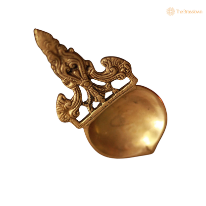 Handcrafted Brass Puja Spoon with 6 Inch closeup – intricate craftsmanship