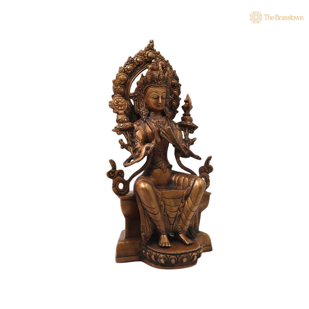 Brass Maitreya Buddha Idol – Handcrafted Future Buddha Ajita Bodhisattva Murti for Pooja, Home Décor &amp; Spiritual Gifting 12 Inch