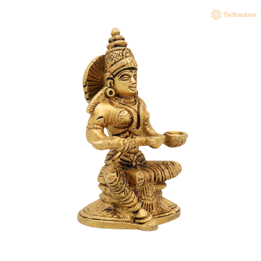 Brass Annapurna Devi Idol 5 Inch closeup – intricate craftsmanship