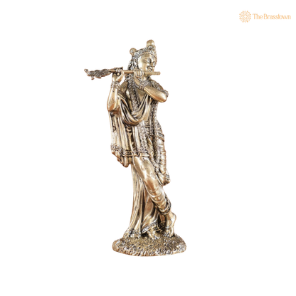 Brass Krishna Idol 5 Inch closeup – intricate craftsmanship