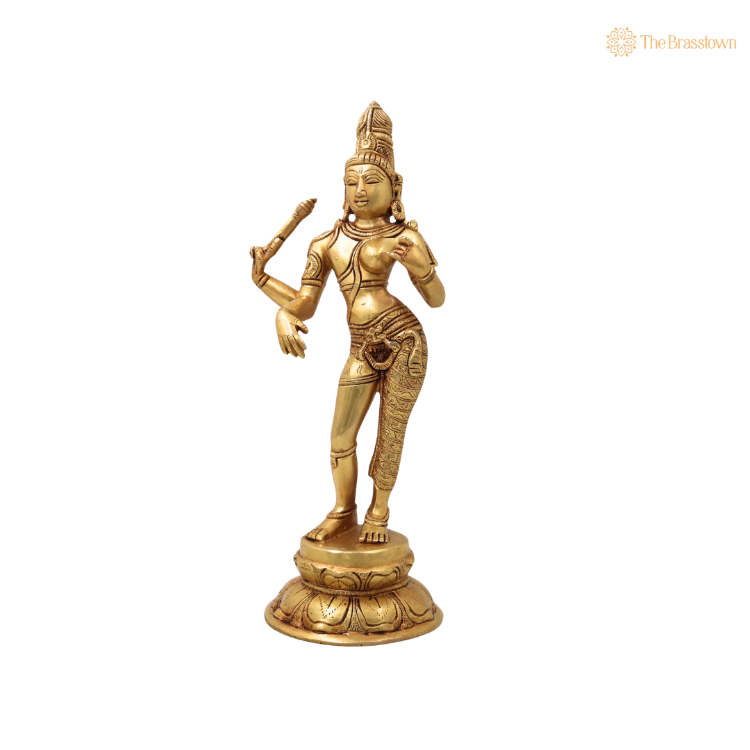Brass Ardhanarishwara Idol – Shiva Shakti Half Male Female Murti for Pooja, Home Mandir, Spiritual Décor &amp; Gifting 13.5 Inch