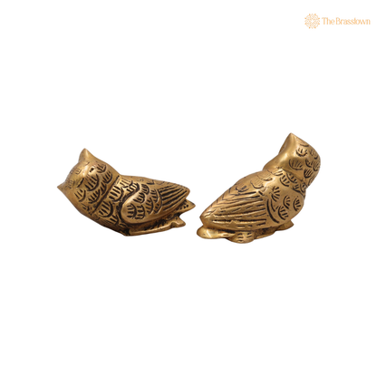Handcrafted Brass Owl Idol for vastu (set of 2) – Decorative Owl Statue for Home Décor &amp; Spiritual Spaces 3 Inch