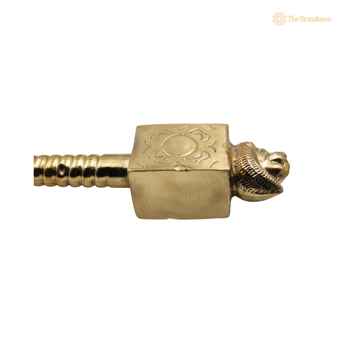Brass Handcrafted Homa Yajna Spoon 3 Inch closeup – intricate craftsmanship