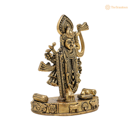 Brass Shrinath Ji Idol 4 Inch closeup – intricate craftsmanship