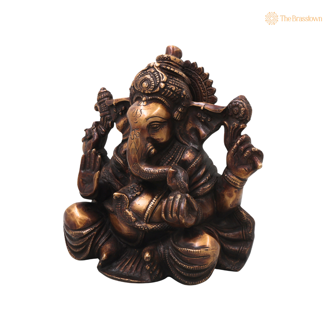 Handcrafted Brass Ganesha Ganapati Vinayaka Idol – Chola Style Ganapati Vinayaka Murti for Pooja, Home Mandir, Décor &amp; Gifting 10 Inch