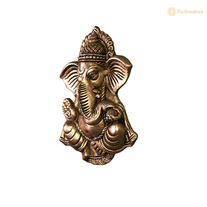 Handcrafted Brass Ganesha Face for 10 Inch – home mandir puja decor India