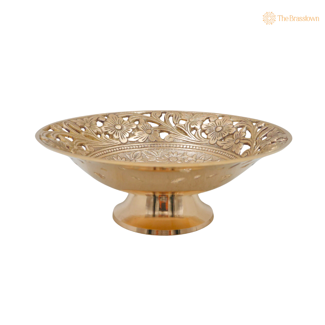Handcrafted Brass Fruit Bowl – Traditional Peetal Decorative Dry Fruit Bowl for Dining Table, Home Décor &amp; Centerpiece 8 Inch