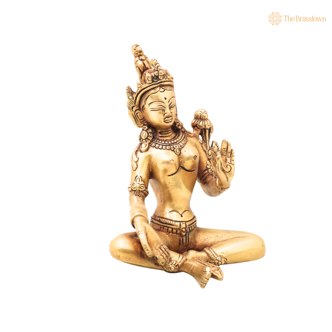 Brass Maa Tara Mahavidya Idol – Handcrafted Traditional Unique Chola Style Tara Maa Murti for Pooja, Home Mandir, Spiritual Décor &amp; Gifting 6.5 Inch