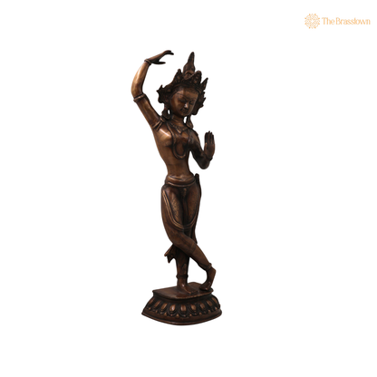 Brass Standing Tara Devi Idol – Handcrafted Traditional Chola Style Tara Maa Murti for Pooja, Home Mandir, Spiritual Décor &amp; Gifting 20.5 Inch