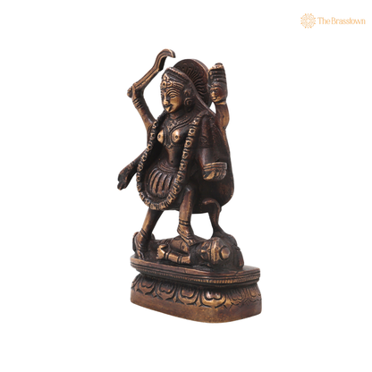 Unique Traditional Brass Mahakali Statue Murti – Unique Chola Style Kali Mata Statue for Pooja, Home Mandir, Spiritual Décor &amp; Gifting 10 Inch
