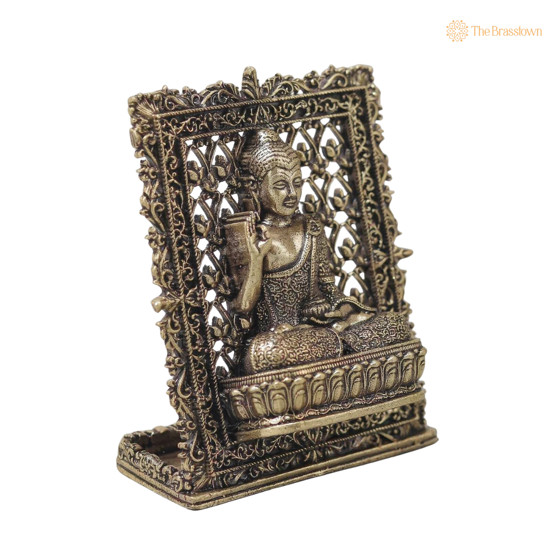 Brass Buddha Panel – Fine Handcrafted Buddha Wall Plaque for Car Dashboard, Home Décor, Meditation &amp; Spiritual Blessings 3 Inch