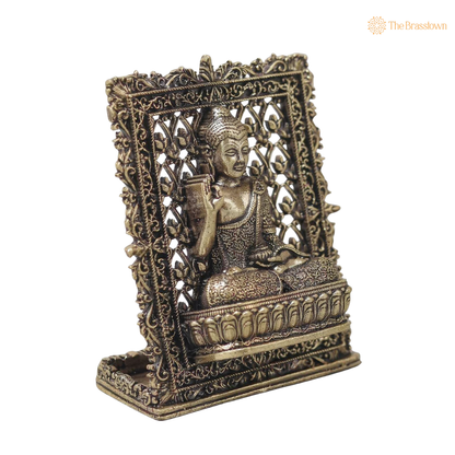 Brass Buddha Panel – Fine Handcrafted Buddha Wall Plaque for Car Dashboard, Home Décor, Meditation &amp; Spiritual Blessings 3 Inch