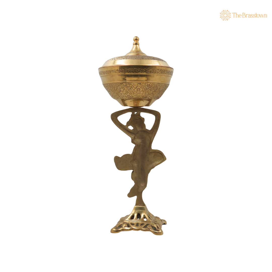 Handmade Brass Fruit Bowl – Traditional Peetal Phal Dani, Pital Phal Thali &amp; Decorative Brass Bowl for Pooja, Home Décor &amp; Serving 14 Inch