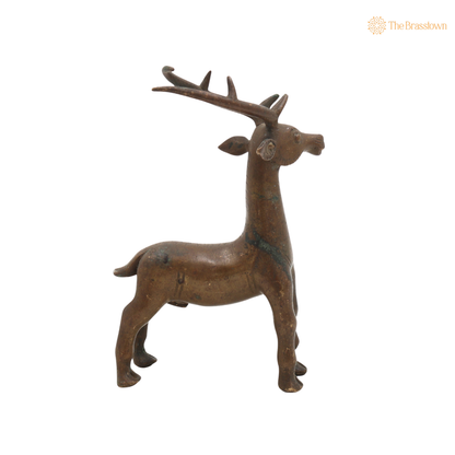 Brass Standing Deer Idol 5 Inch closeup – intricate craftsmanship