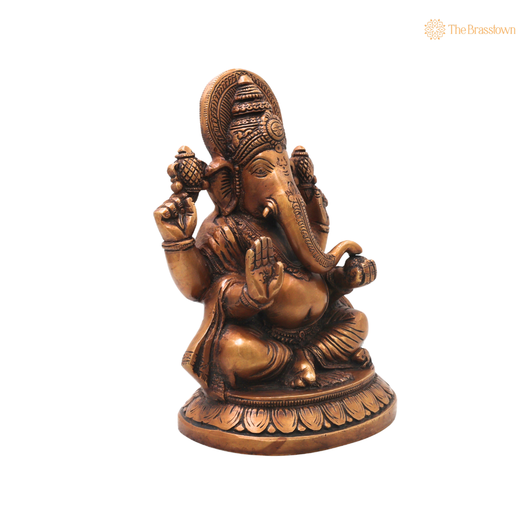 Brass Ganesha Ganapati Idol – Traditional Chola Style Ganapati Vinayaka Murti for Pooja, Home Mandir, Décor &amp; Gifting 9 Inch