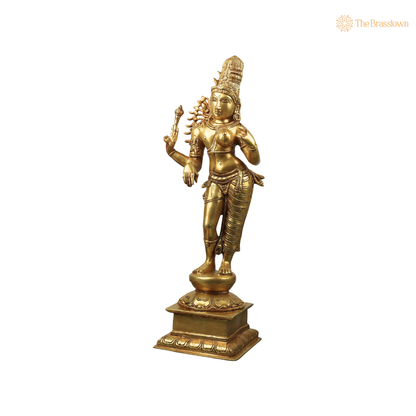 Brass Ardhanarishwar Idol – Shiva Shakti Ardhanarishvara Murti, Handcrafted Peetal Divine Statue for Pooja, Home Mandir &amp; Spiritual Décor 21 Inch