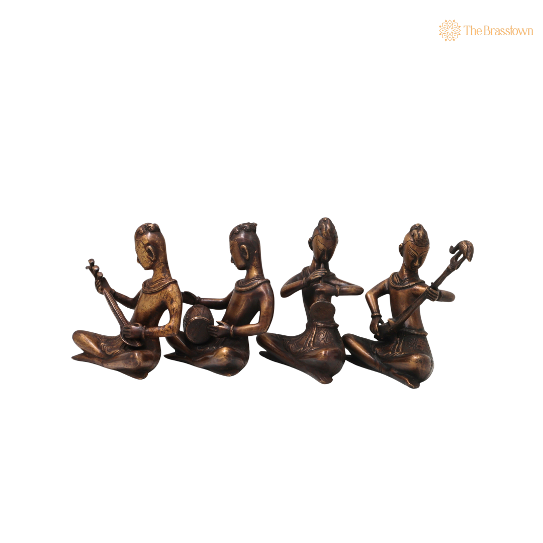 Handcrafted Brass Musician Sculpture Set of 4 – Brass Musical Figurines Orchestra Sculpture for Home Décor &amp; Luxury Gifting 6.5 Inch