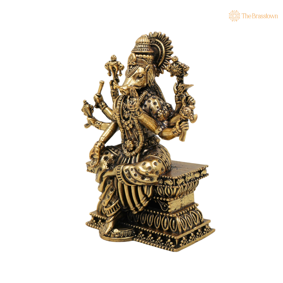 Brass Varahi Amman Idol 4 Inch closeup – intricate craftsmanship
