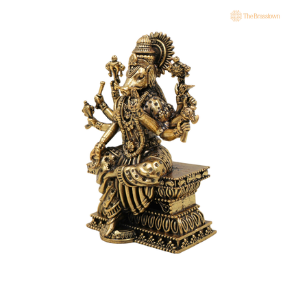 Brass Varahi Amman Idol 4 Inch closeup – intricate craftsmanship